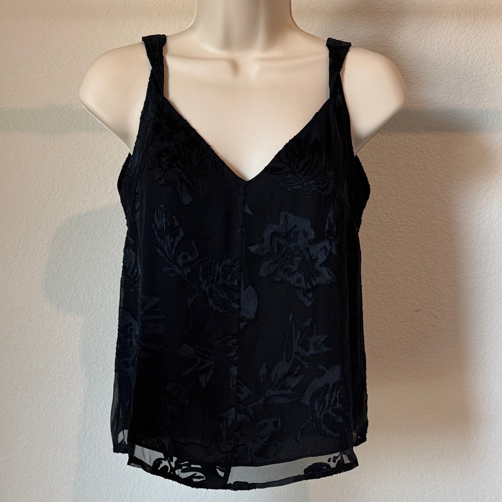 Rag and Bone Black Colette Silk Floral Tank XS